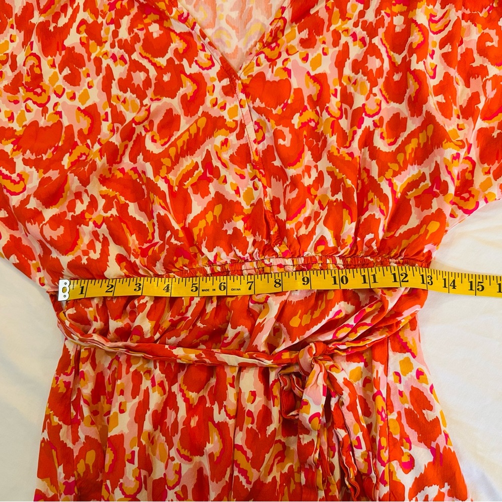 Tropical Sunset Romper Womens S Orange Pink Leopard Print Resort Vibes - Picture 10 of 11